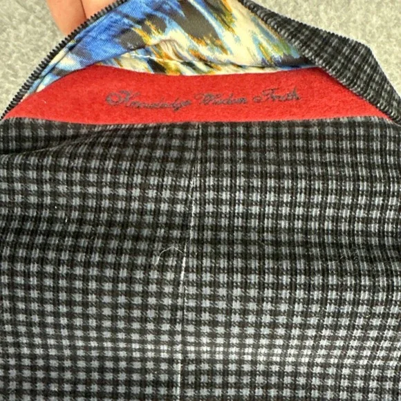 Robert Graham Blazer Mens 42R Blue Check Velvet Sports Coat Suit Jacket READ - Picture 9 of 12